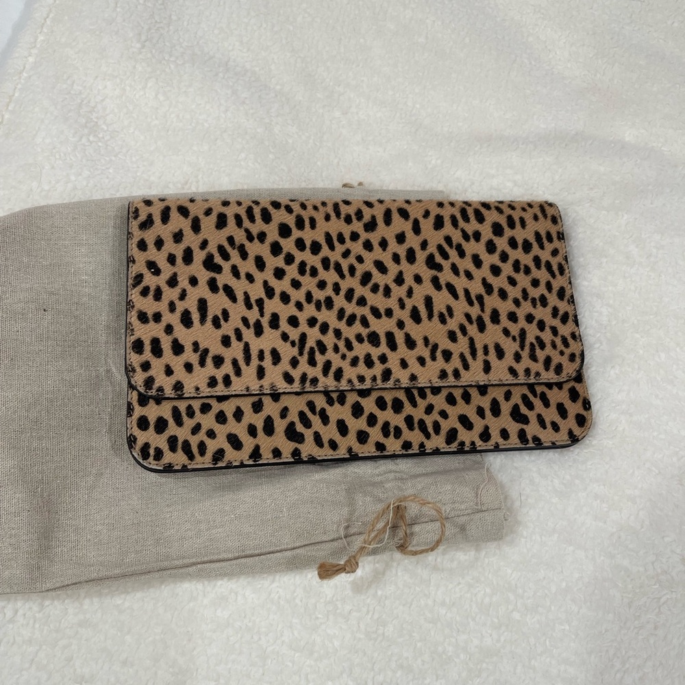 NWT Jenni Kayne Pony Hair Leopard Envelope Clutch